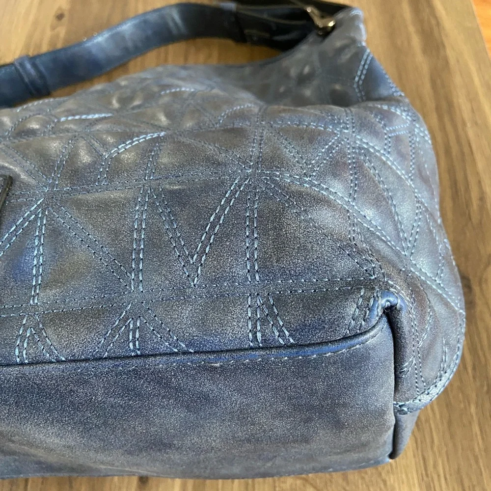 Nicole Miller Faux Suede Quilted Hobo Bag